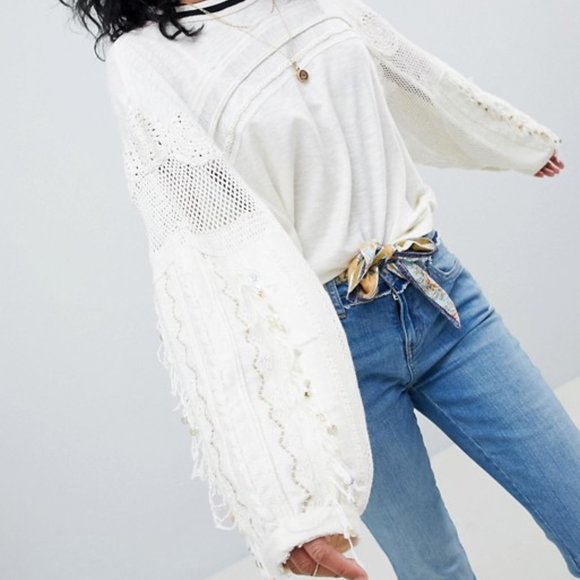 Free People Marakesh Crochet Blouse M - Picture 3 of 9